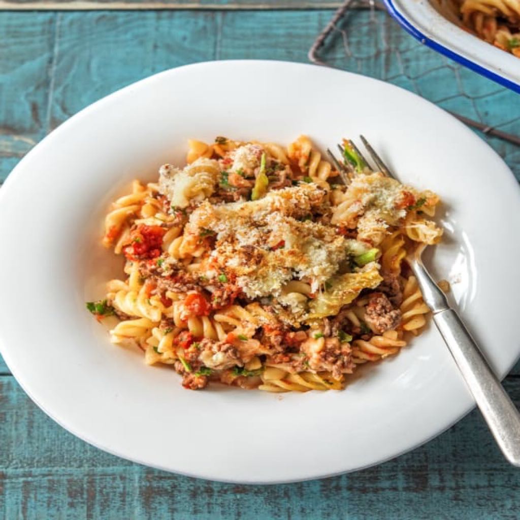 An image of Lasagna-Baked Fusilli with Kale and Mozzarella