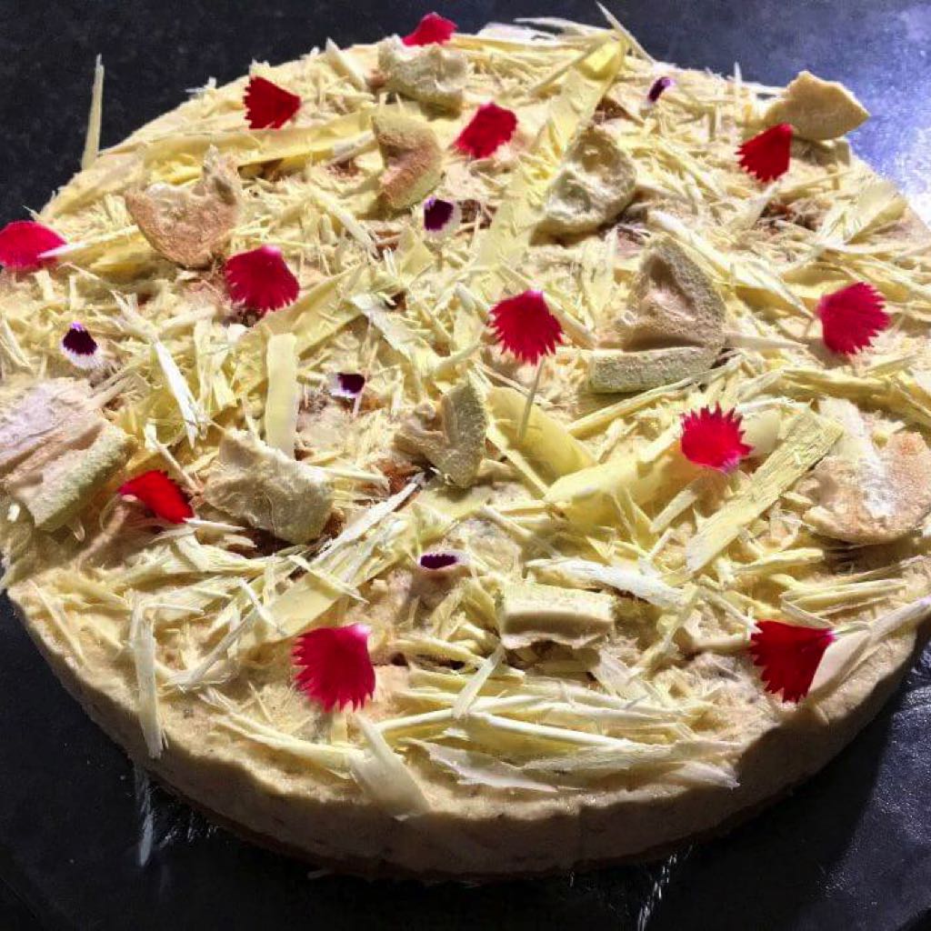 An image of No Bake Feijoa and White Chocolate Cheesecake